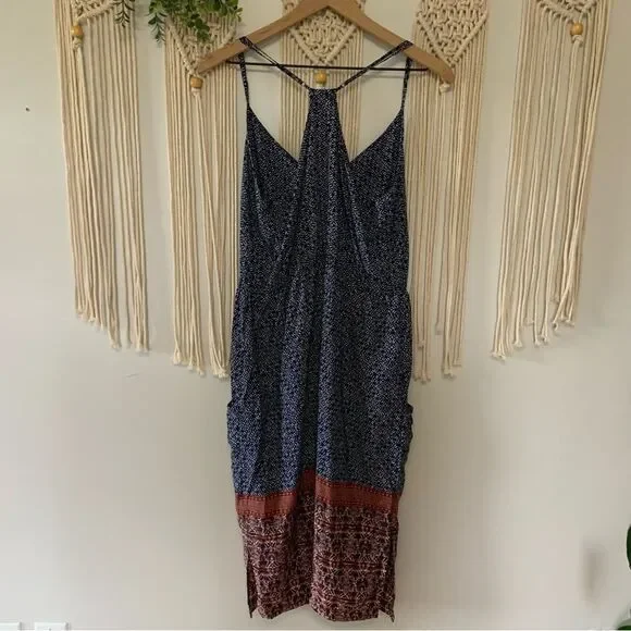 PATAGONIA Women’s Lost Wildflower Dress Sunburst Crux Navy Pockets Size Large - Picture 7 of 14